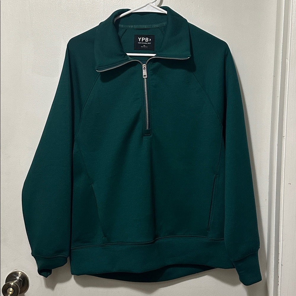 NWOT YPB Your Personal Best Neoknit 1/4 Zip Pullover Emerald Green Abercrombie